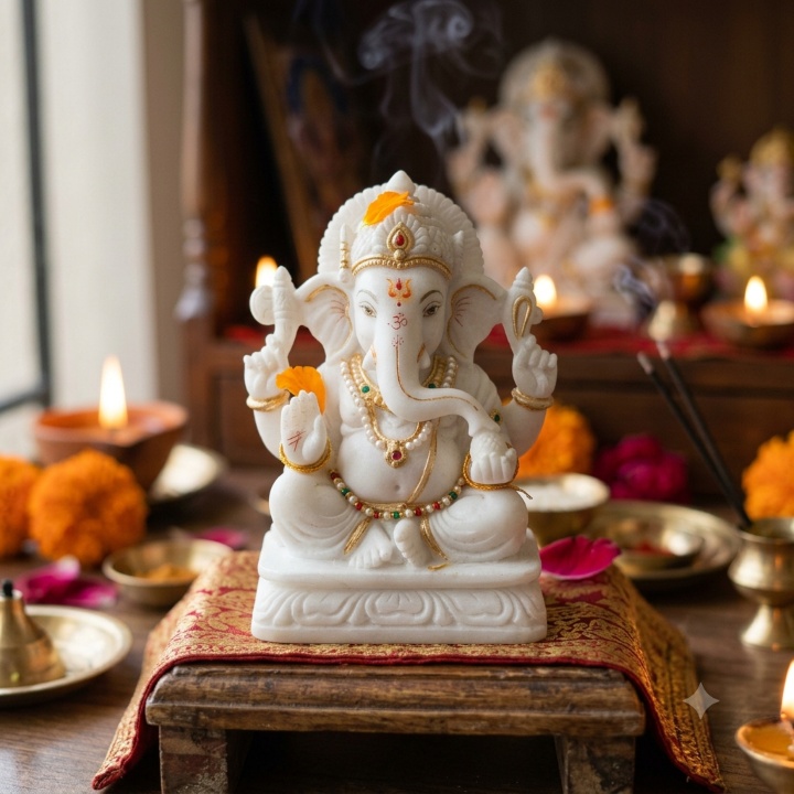 Install a White Ganesha Idol at Home